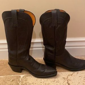 1883 Lucchese black leather cowboy boots